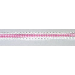 Gingham Ribbon with Scalloped Edge - Pink